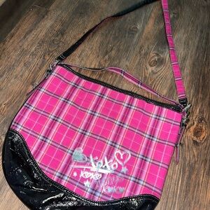 Victoria Secret Plaid Pink and Black Shoulder Bag Purse